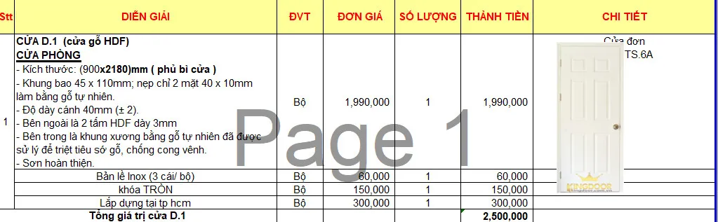 Báo giá cửa gỗ HDF