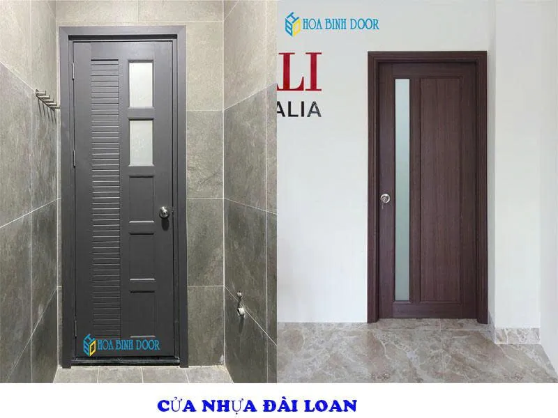 Mẫu cửa nhựa giả gỗ Đài Loan ghép thanh của Hoabinhdoor tại phường An Đông