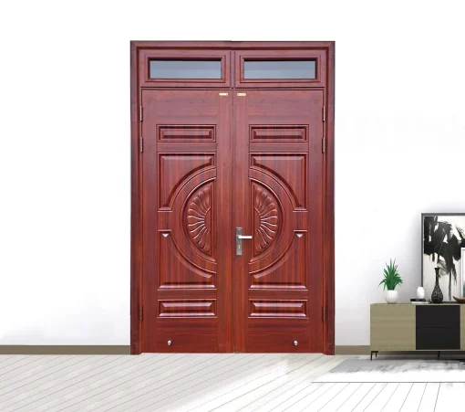 Cửa thép vân gỗ 2 cánh tại Hoabinhdoor